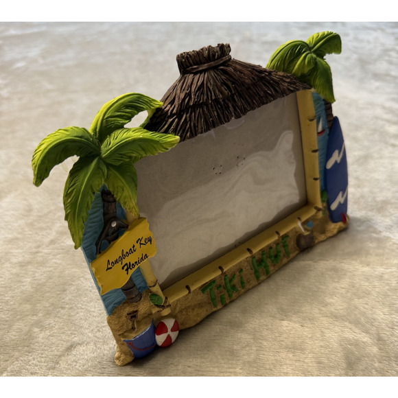Vintage 4 x 6 Picture Frame 3D Longboat Key Florida Tiki Hut Vacation - Picture 2 of 5